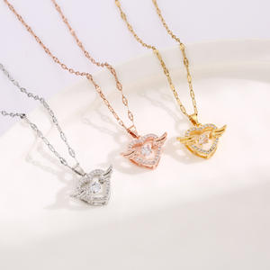 תכשיטי אופנה ליום האהבה, תליון לב 520 נייד וחמוד משובץ זירקון לנשים - Product Image 1