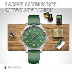 Reloj de Negocios de Lujo para Hombre <span class=keywords><strong>Parnis</strong></span> de 43 mm, Acero Inoxidable, Correa de Cuero Vacuno de 20 mm, Cristal de Zafiro, Esfera Analógica, Movimiento Japonés Miyota - Product Image 2