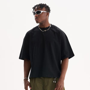 Camiseta de Manga Corta Negra Extra Grande para Hombre 2025, Algodón Suave, Corte Holgado, Ropa de Calle, Personalizable, Directo de Fábrica - Product Image 1