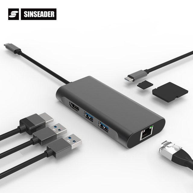 New Design 7 in 1 Multiport Type-C Docking Station USB Type C to 4K HDMI USB 3.0 TF/SD Card Reader PD 100W 1000Mbps Lan Port Hub