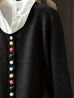 Cardigan décontracté à manches longues et col rond, respirant, tricoté pour le printemps, avec boutons colorés pour femme