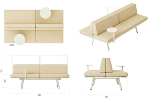 طقم أريكة استقبال عصري فاخر صديق للبيئة من القماش، أثاث عالي الجودة لغرفة الانتظار في المكتب أو المنزل أو غرفة المعيشة - Product Image 5