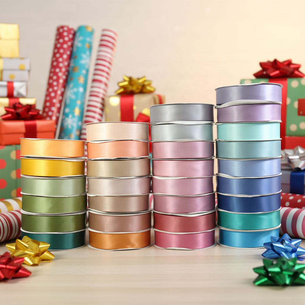 Floral Gift Ribbon 196 Colors Gift Wrapping Satin Ribbon Eternal Rose DIY Ribbon 38mm for Valentine's Day Mother's Day Birthday