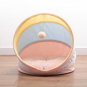 Casa y <span class=keywords><strong>Cueva</strong></span> Plegable para Gatos de Interior con Colchoneta Desmontable, Cama Acogedora Tipo Tienda de Campaña - Product Image 2