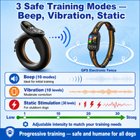 Collier de dressage électronique GPS étanche pour chien avec portée de contrôle de 1000 m et portée de 9999 m, bip et vibration statiques