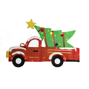 Sculpture LED 2D 36 pouces 50L en fer et tissu, motif arbre <span class=keywords><strong>de</strong></span> Noël lumineux pour camion, avec ampoules claires effet neige, pour décoration <span class=keywords><strong>de</strong></span> jardin extérieur <span class=keywords><strong>de</strong></span> Noël, avec piquet - Product Image 1