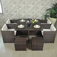 Tables et chaises de rangement pour cour avec écran solaire imperméable pour terrasse extérieure Meubles 11 pièces
