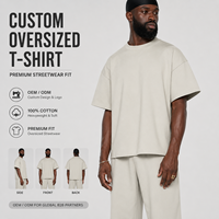 T-Shirt Boxy Cropped Oversized Homme à Col Tombant en Coton 100%, Personnalisé avec Logo, Qualité Supérieure 260 GSM, Coupe Ample et Épaisse