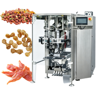 Machine de conditionnement VFFS continue pour aliments pour animaux de compagnie, granulés, snacks, emballage en film en rouleau, entraînement servo, construction robuste