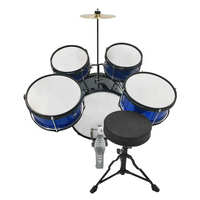 Conception spéciale couleur bleue personnalisée 5 pièces Tom toms Connect Bass Drum Kids Drum Set Children Jazz Drum Set