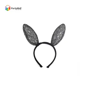 Hot Ladies Costume Accessories Party Bunny Lace Fabric Headband and Wings Set Sexy Bunny Ear Lace Headband for Easter