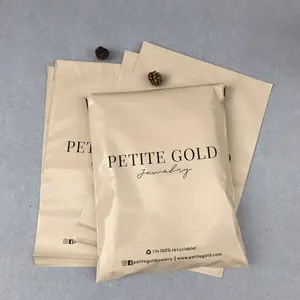 Custom Printed Logo Design Matte Beige Poly Mailers Courier Mailing Envelope Plastic Packaging Satchel Bag For Shipping