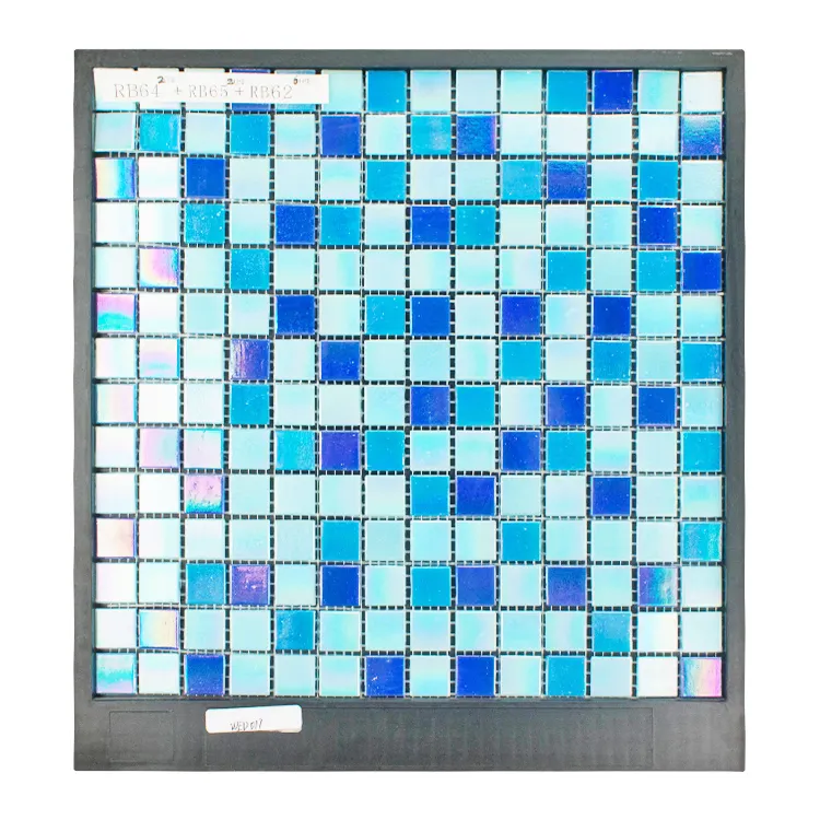 GUCI mixed blue white solid glass mosaic swimming pool tiles wall floor rought surface