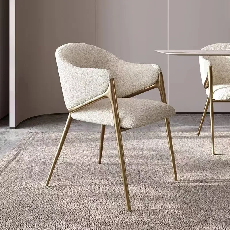 luxury dining chairs Golden Stainless Steel Velvet Cream Boucle Banquet Dressing Dining Room Chairs