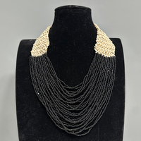 Collier statement bohème fait main AHAYA, collier bib africain exagéré pour femmes, collier ras du cou géométrique en cuivre avec perles de diamant