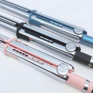 Lisseur de cheveux bleu en acier inoxydable à plaques étroites avec affichage LED de la température et fonction volumisante - Product Image 5