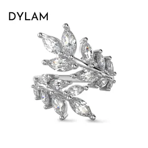 Dylam Fantasy 925 стерлингового серебра родий 18K позолоченные женские ювелирные изделия 5A Цирконий французский пшеничный маркиз Открытые Кольца