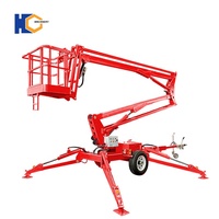 Plateforme élévatrice à flèche montée sur remorque HC Factory - Alimentée au diesel/électrique, hauteur de travail de 16 m, capacité de charge de 200 kg, rayon de travail de 8,5 m