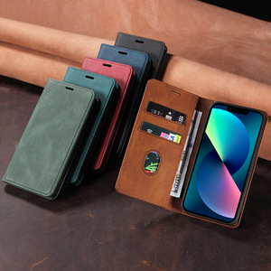 Funda de Teléfono de Cuero PU Tipo Folio para Samsung <span class=keywords><strong>Galaxy</strong></span> S26 S25 S24 S23 Ultra S22 S10 A51 con Cierre Oculto y Ventana Deslizante Minimalista - Product Image 4