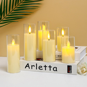 <span class=keywords><strong>Tube</strong></span> transparent télécommande bougies lumière sans flamme à piles <span class=keywords><strong>Led</strong></span> en plastique pilier bougie pour la maison fête d'anniversaire décor - Product Image 2
