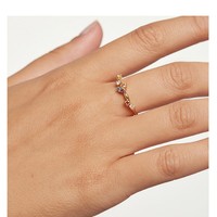 Bague en Zircon Coloré Sept Diamants Brillants Exquis Style Luxe Léger Élégant en Cuivre Électroplaqué, Modèle Espagnol Transfrontalier