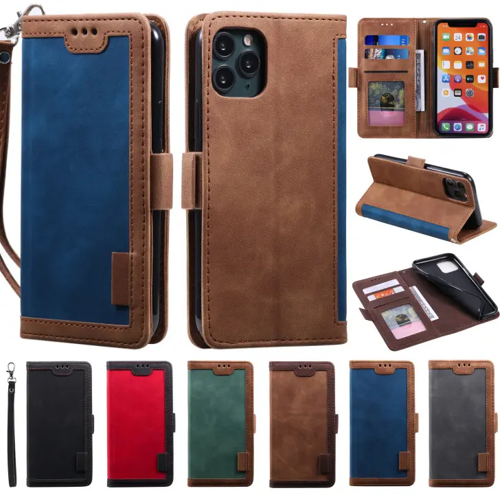 New Arrival Retro PU Flip Leather Wallet Magnetic Stand Mobile Phone Case with Strap Card Holder for iphone 14 13 12 11 pro max