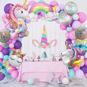 11 pièces ensemble de ballons licorne ronds en feuille avec étoile arc-en-ciel et ballon en aluminium dégradé arc-en-ciel de 40 pouces pour fille licorne - Product Image 3