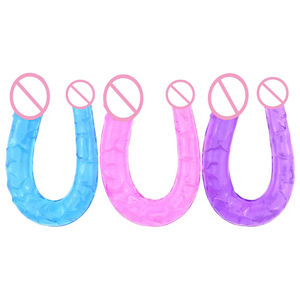 U-vormige transparante dubbelzijdige zachte <span class=keywords><strong>strapon</strong></span> dildo van jelly, seksspeeltje voor vrouwen en lesbische masturbatie - Product Image 1