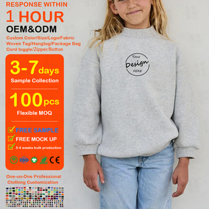 Sweat-shirts à col montant en coton molletonné pour enfants, coupe ample, broderie personnalisée, vente en gros OEM pour jeunes - Product Image 1