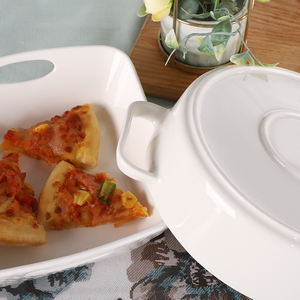 Juego de platos rectangulares de porcelana para hornear, utensilios de cocina de cerámica resistentes al calor, con mango de color, plato fino para hornear - Product Image 5