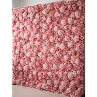 Paneles de Pared de Flores Artificiales con Efectos 3D Personalizados, Panel de Rosas Rosadas para Decoración de Tiendas