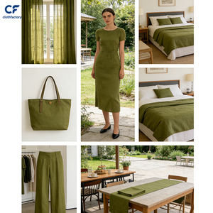 Tissu en lin 100% lavé, couleur vert mousse, tissu doux de poids moyen, vêtements de taille moyenne, textiles de maison, lin européen - Product Image 4