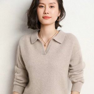 2025 женский шерстяной кашемировый свитер с отложным воротником - Product Image 2