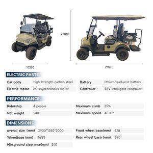 Voiture de golf électrique de luxe <span class=keywords><strong>2026</strong></span>, 48V/72V, batterie au lithium personnalisée, 4 places, voiture de golf de club pour la réception touristique - Product Image 2