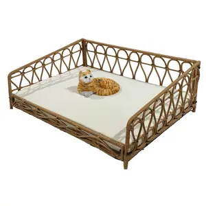Portable unique design pe rattan luxury pet dog house indoor pet bed house for cats and puppies