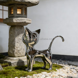 Escultura de Gatos de Acero Inoxidable de Tamaño Real, Estilo Moderno, Decoración de Animales Tallados para <span class=keywords><strong>Plaza</strong></span> Comercial, <span class=keywords><strong>Hotel</strong></span>, Jardín, Paisaje Urbano - Product Image 3