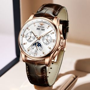 <span class=keywords><strong>OUPINKE</strong></span> 3189 hommes montre mécanique de luxe horloge automatique en cuir saphir étanche sport Phase de lune montre-bracelet avec boîte-cadeau - Product Image 3