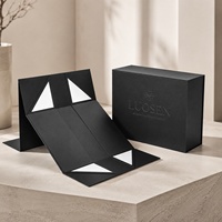 Boîte d'emballage rigide noire personnalisée pour perruque, grande taille, avec fermeture magnétique pliable, boîte cadeau en papier pour vêtements, chaussures, t-shirts