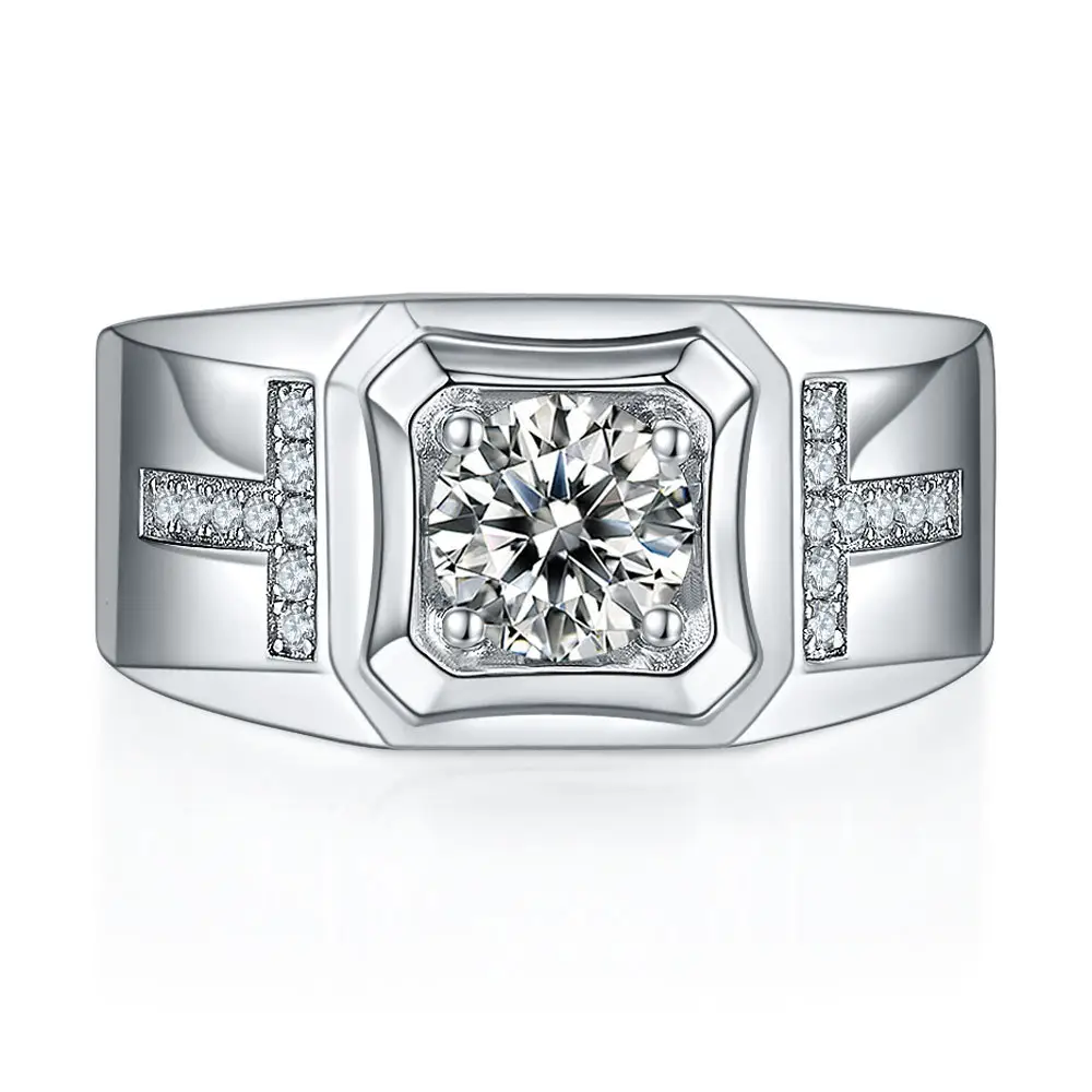 Anello da 1 carato con anello in argento Sterling alla moda anelli di gioielli da uomo