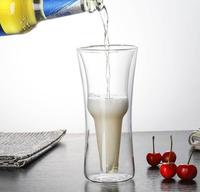 Tasse à bière isolée en borosilicate transparent à double paroi de 10oz faite à la main tasse à thé en verre de bière congelée classique écologique de 300ml