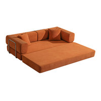 Komprimiertes Modulares Bodensofa 2-Sitzer Cord-Schlafsofa Tagesbett Hochelastischer Schaumstoff Platzsparend für Büro