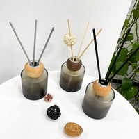 Bouteille diffuseur en verre transparent coloré, flacon rond de luxe vide pour diffuseur de parfum à bâtonnets, pour huiles essentielles et décoration intérieure