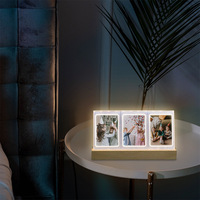 Marco de Fotos LED Tres en Uno de 3 Pulgadas, Exhibidor de Imágenes de la Biblia Sagrada, Soporte de Fotos Transparente de Madera y Plástico