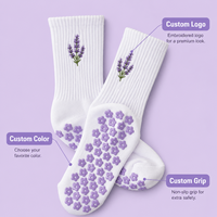 Chaussettes antidérapantes brodées en tissu éponge double face pour Pilates, personnalisables par le fabricant