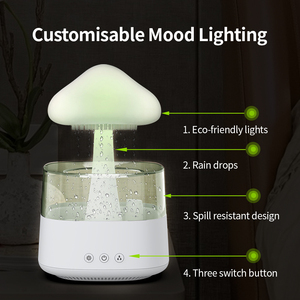 Cute mushroom Raining water night light aroma diffusore di olio essenziale lampada Rainy cloud umidificatore - Product Image 5