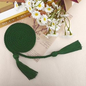 Cordones trenzados verdes Kente recubiertos para graduación, de 67 pulgadas de largo, con borla de doble cordón de poliéster para toga de graduación, bolsos y zapatos. - Product Image 2