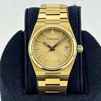 Jam Tangan Otomatis Pria PRX Lapis Emas Terintegrasi Baja Tahan Karat Mesin ETA Dial Tekstur Bercahaya T137 Jam Mekanik Laris