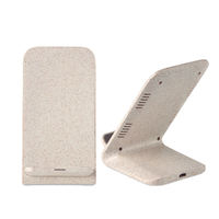 Support de téléphone portable en paille de blé, chargeur sans fil en gros, chargeur sans fil rapide 2 en 1, 10W 15W