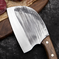 Couteau de chef de cuisine Full Tang Couperet à viande en acier à haute teneur en carbone Lame extra large Manche en bois massif Outil de cuisson