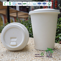 Couvercle de tasse à café compostable Flip Tab en bagasse jetable pour tasses à café en papier avec couvercles, pour boissons à emporter 6oz-20oz